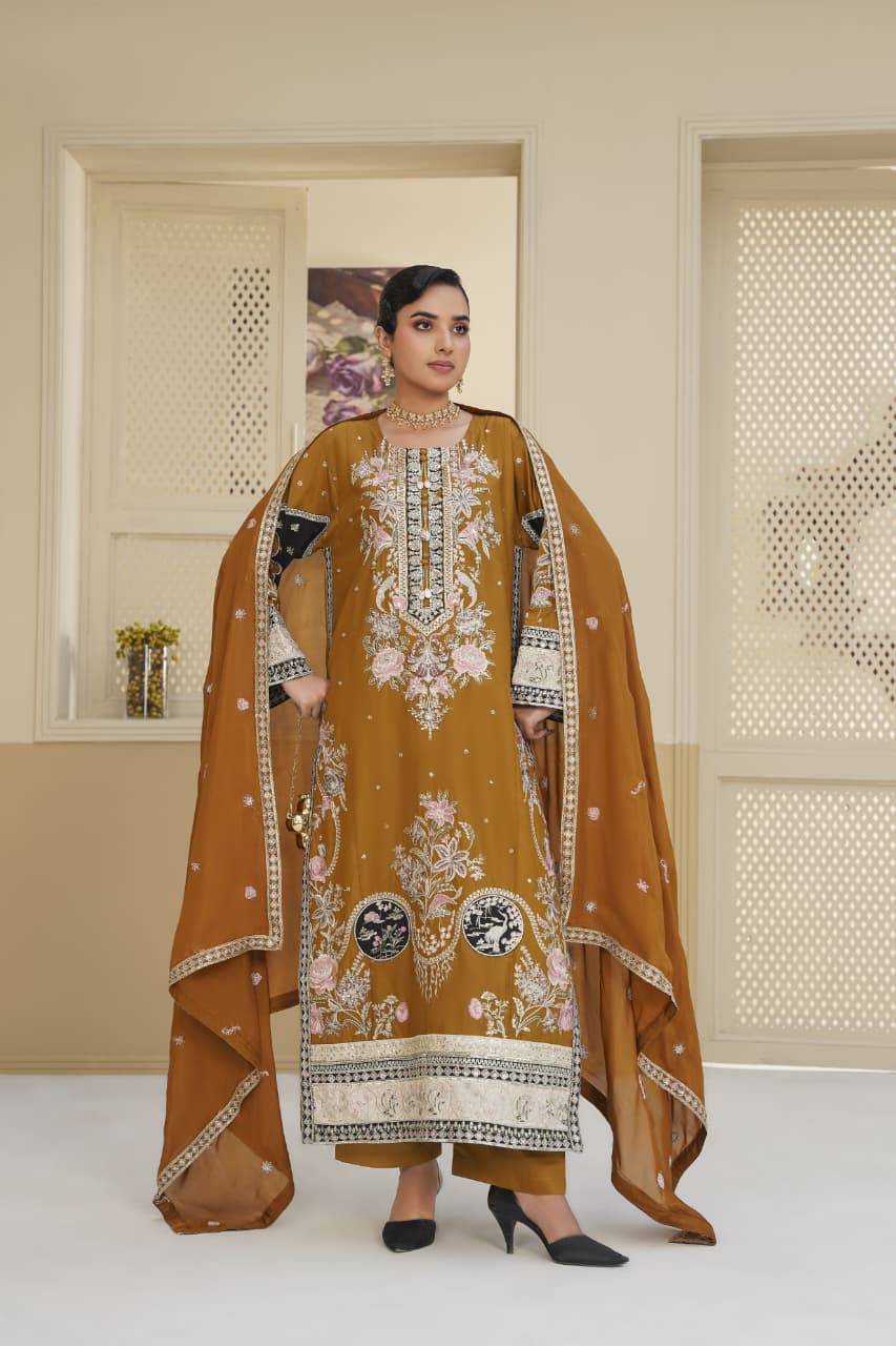 3 Piece Stitched Embroidered Silk Suit Secondary image