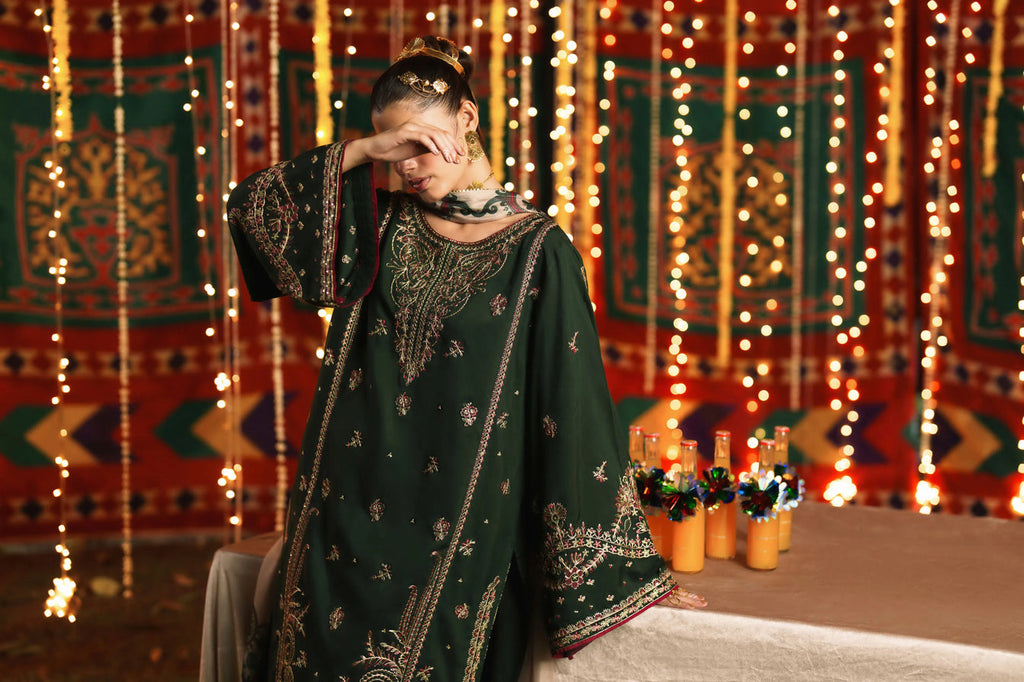 3-Piece Embroidered Viscose Silk Suit