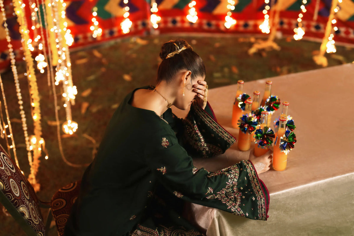 3-Piece Embroidered Viscose Silk Suit