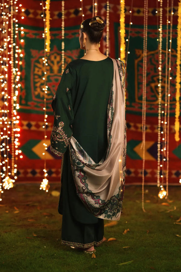 3-Piece Embroidered Viscose Silk Suit