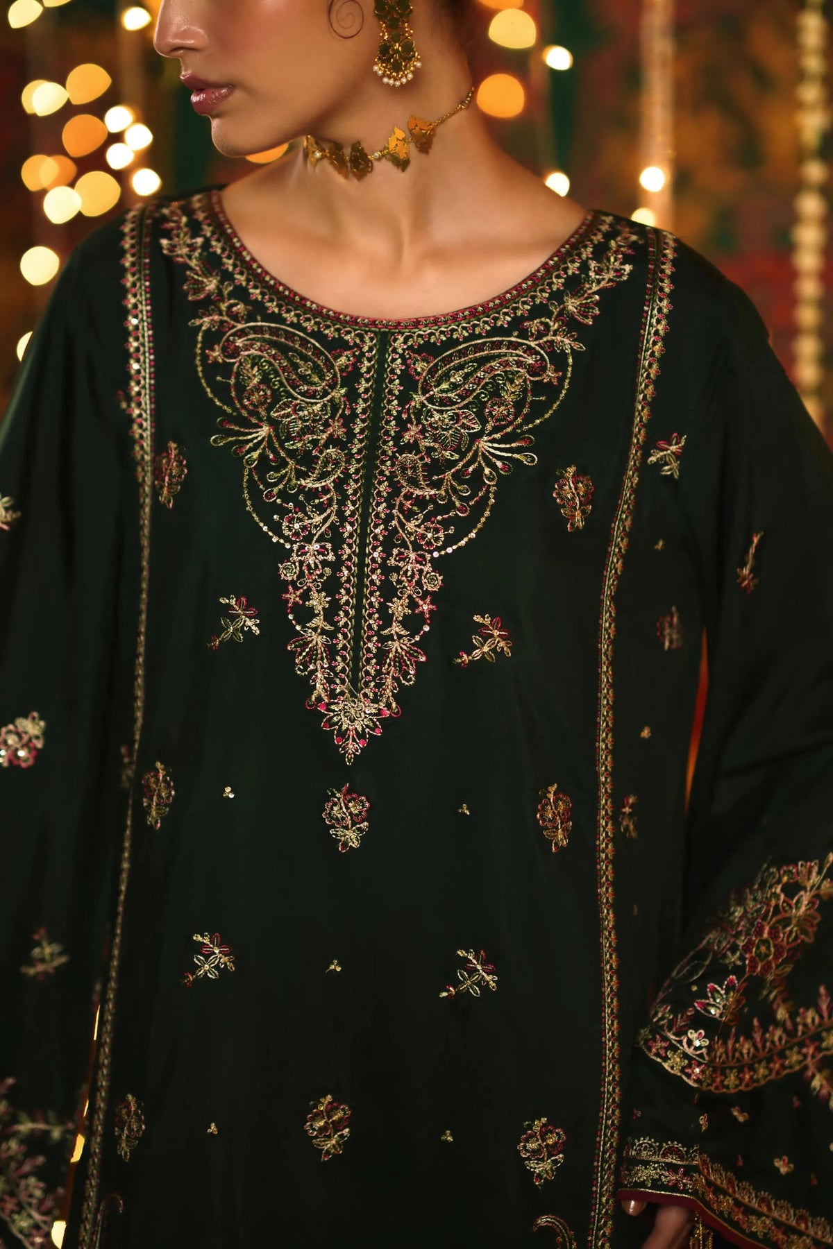 3-Piece Embroidered Viscose Silk Suit Main image