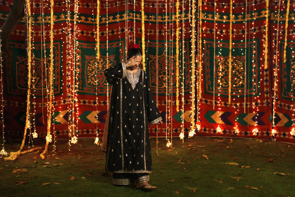 3-Piece Embroidered Viscose Silk Suit