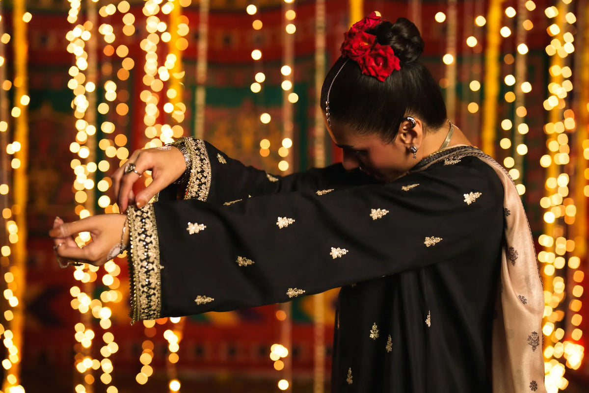 3-Piece Embroidered Viscose Silk Suit