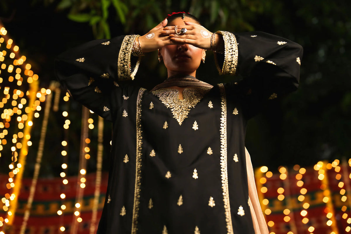 3-Piece Embroidered Viscose Silk Suit