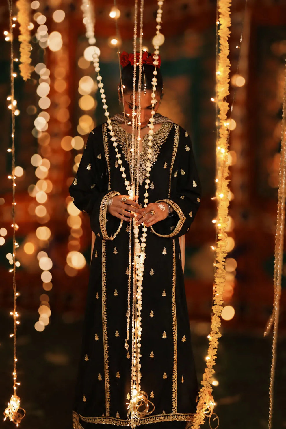 3-Piece Embroidered Viscose Silk Suit