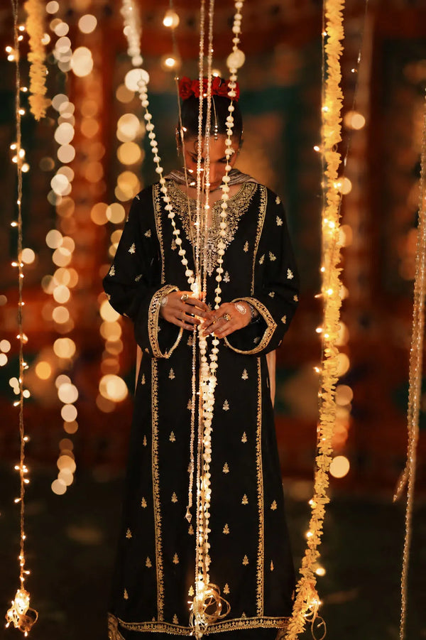 3-Piece Embroidered Viscose Silk Suit