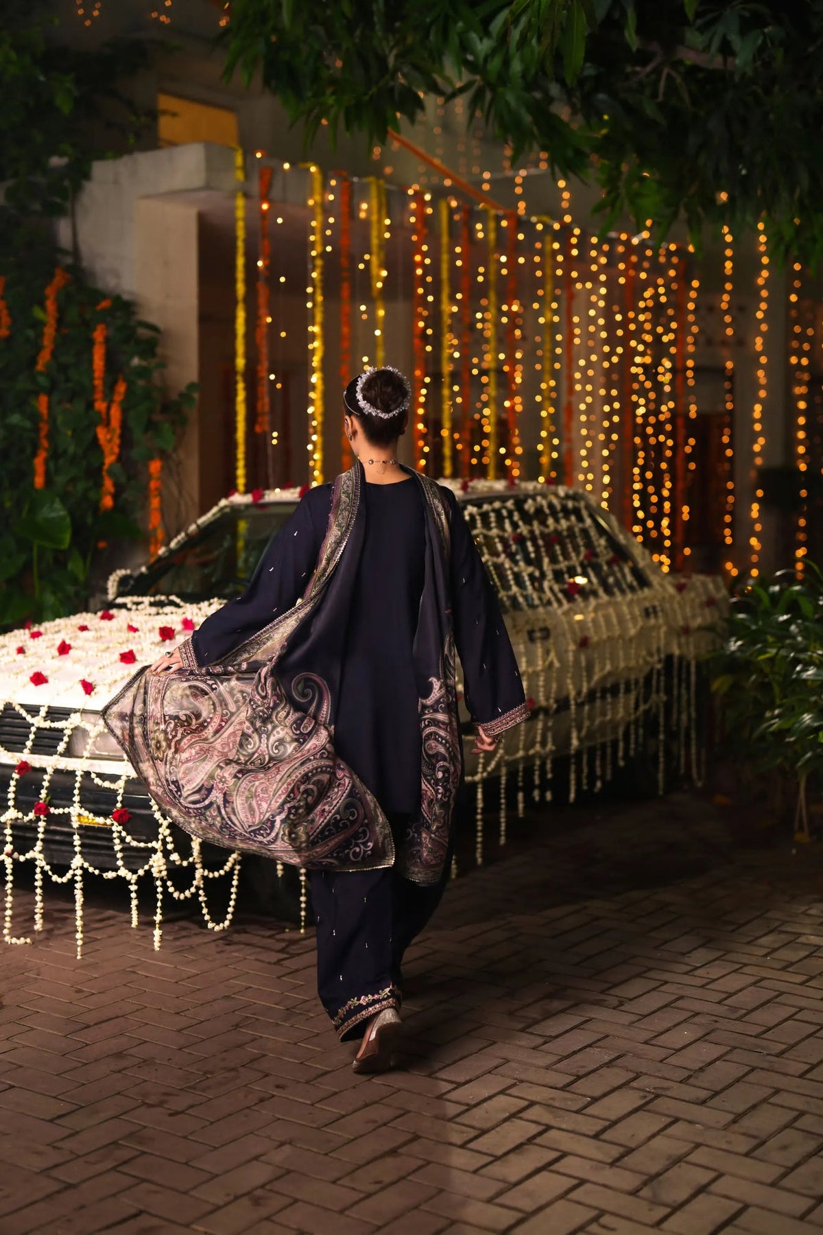 3-Piece Embroidered Viscose Silk Suit