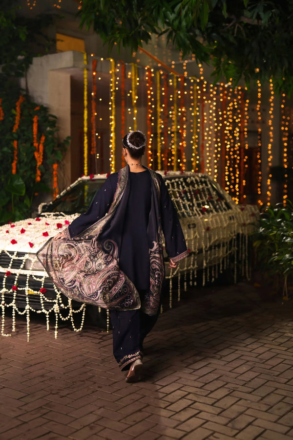 3-Piece Embroidered Viscose Silk Suit