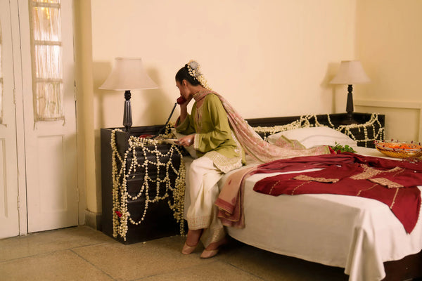 3-Piece Embroidered Viscose Silk Suit