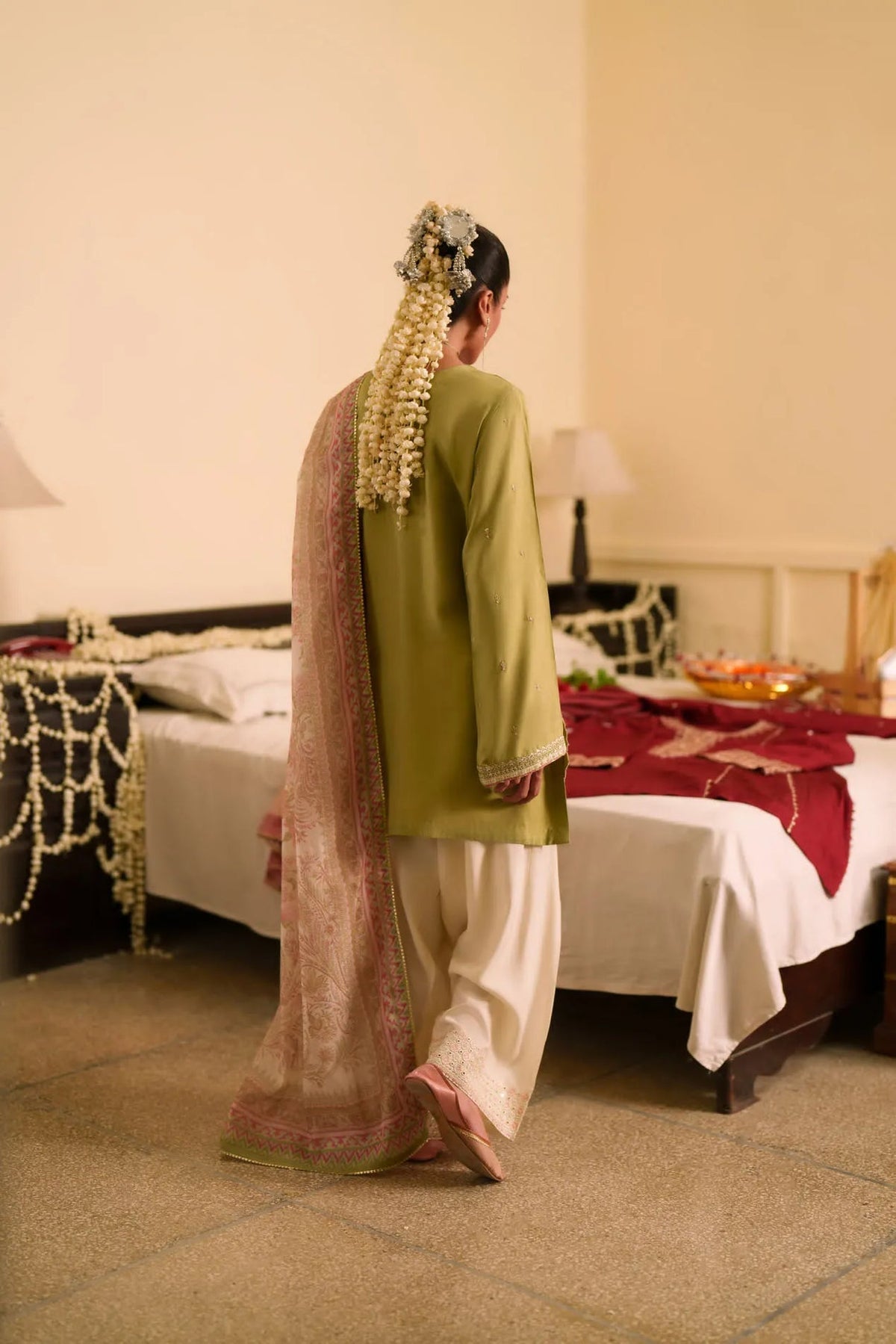 3-Piece Embroidered Viscose Silk Suit
