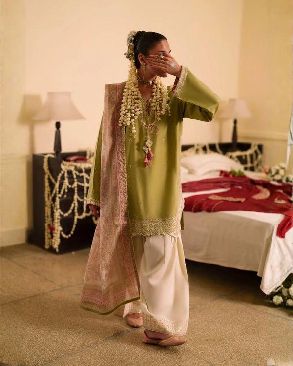 3-Piece Embroidered Viscose Silk Suit