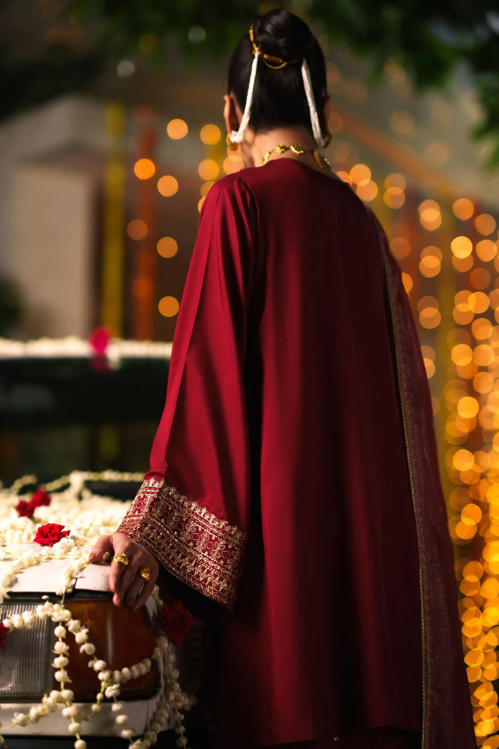 3-Piece Embroidered Viscose Silk Suit