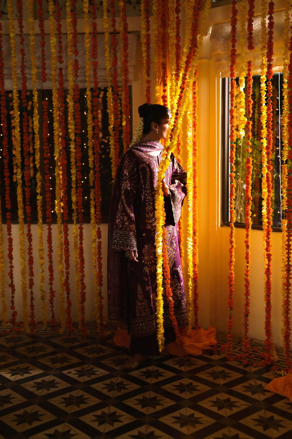 3-Piece Embroidered Viscose Silk Suit