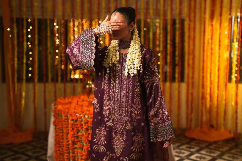 3-Piece Embroidered Viscose Silk Suit