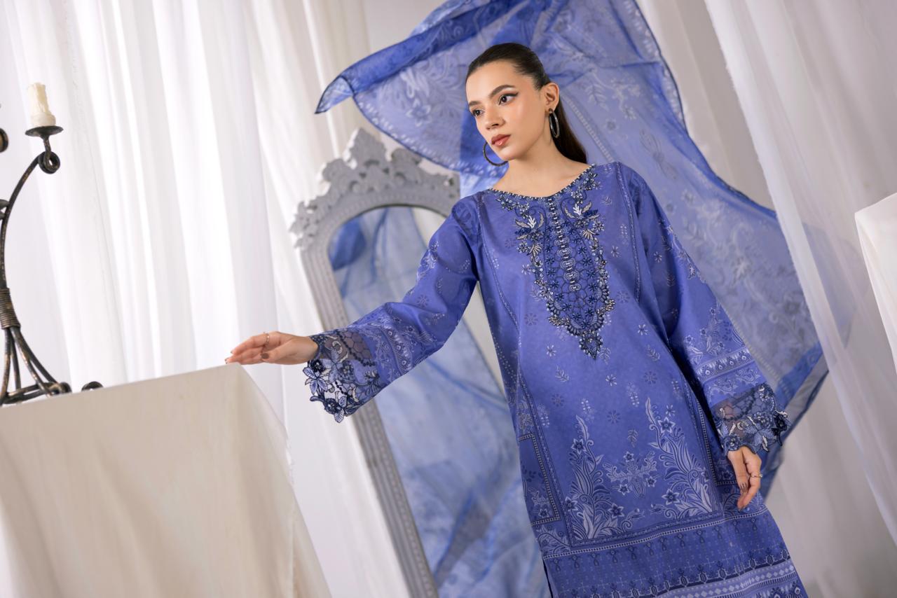 Embroidered 3 piece Lawn H-3 Secondary image