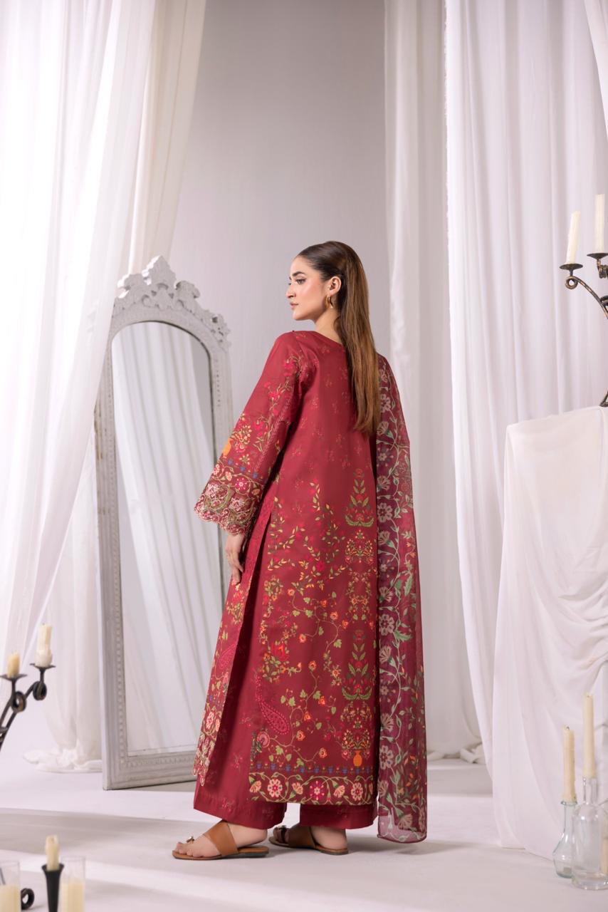 Embroidered 3 piece Lawn R-9