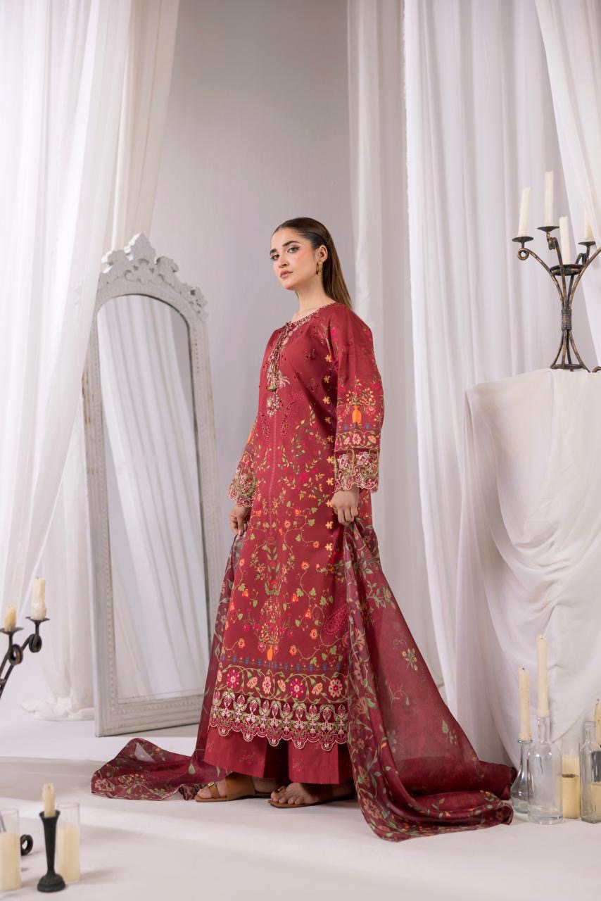 Embroidered 3 piece Lawn R-9