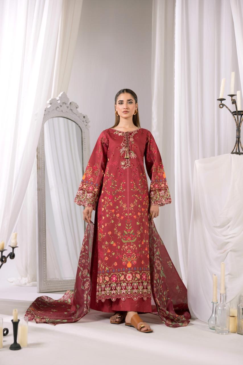 Embroidered 3 piece Lawn R-9