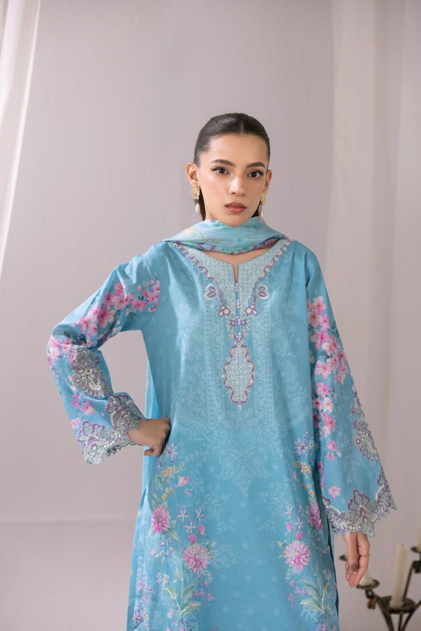 Embroidered 3 piece Lawn H-4 Secondary image