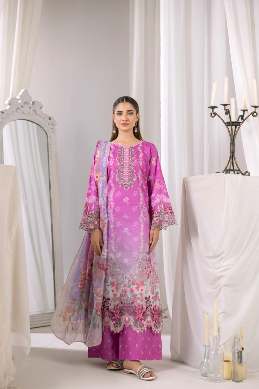 Embroidered 3 piece Lawn R-7