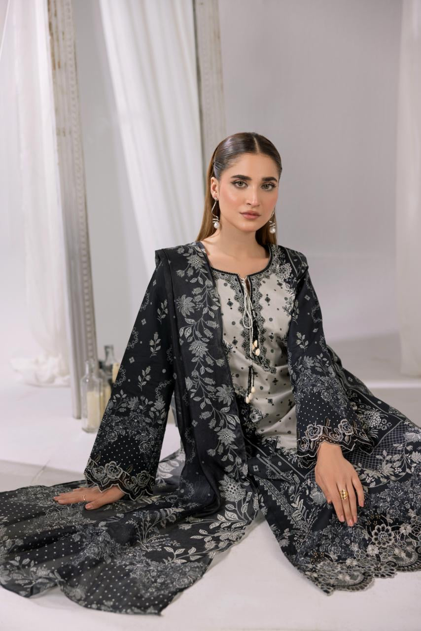 Embroidered 3 piece Lawn R-8