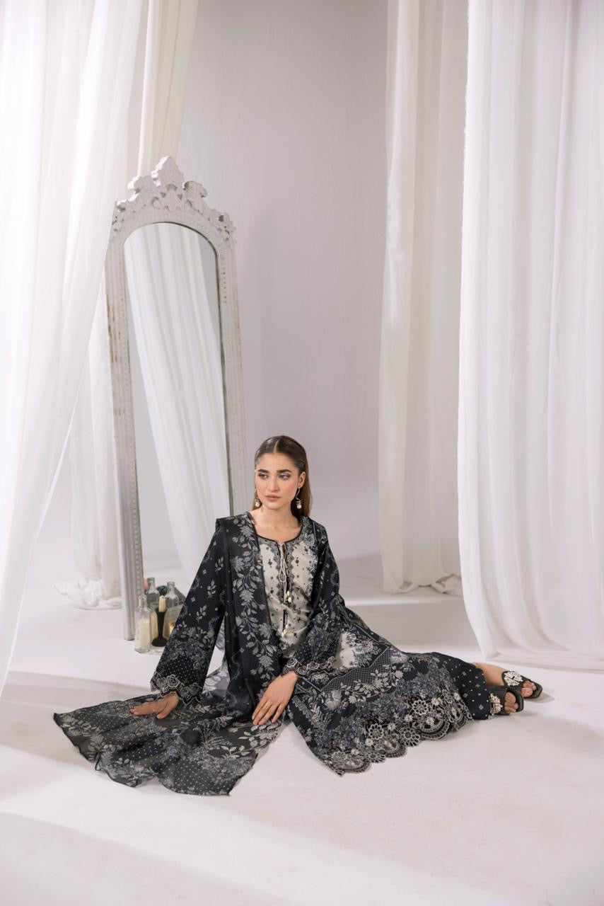 Embroidered 3 piece Lawn R-8