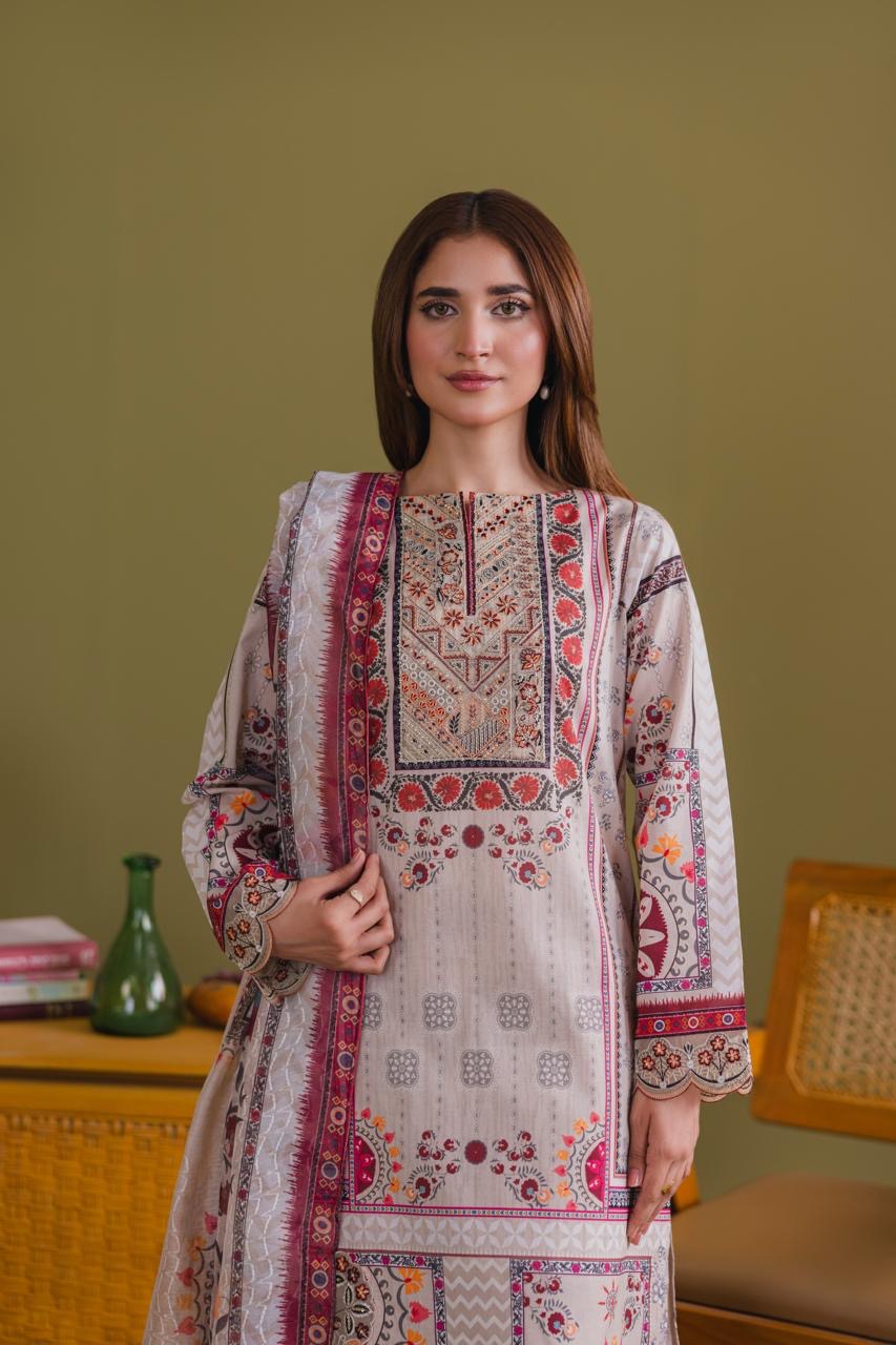Embroidered 3 piece Lawn R-4