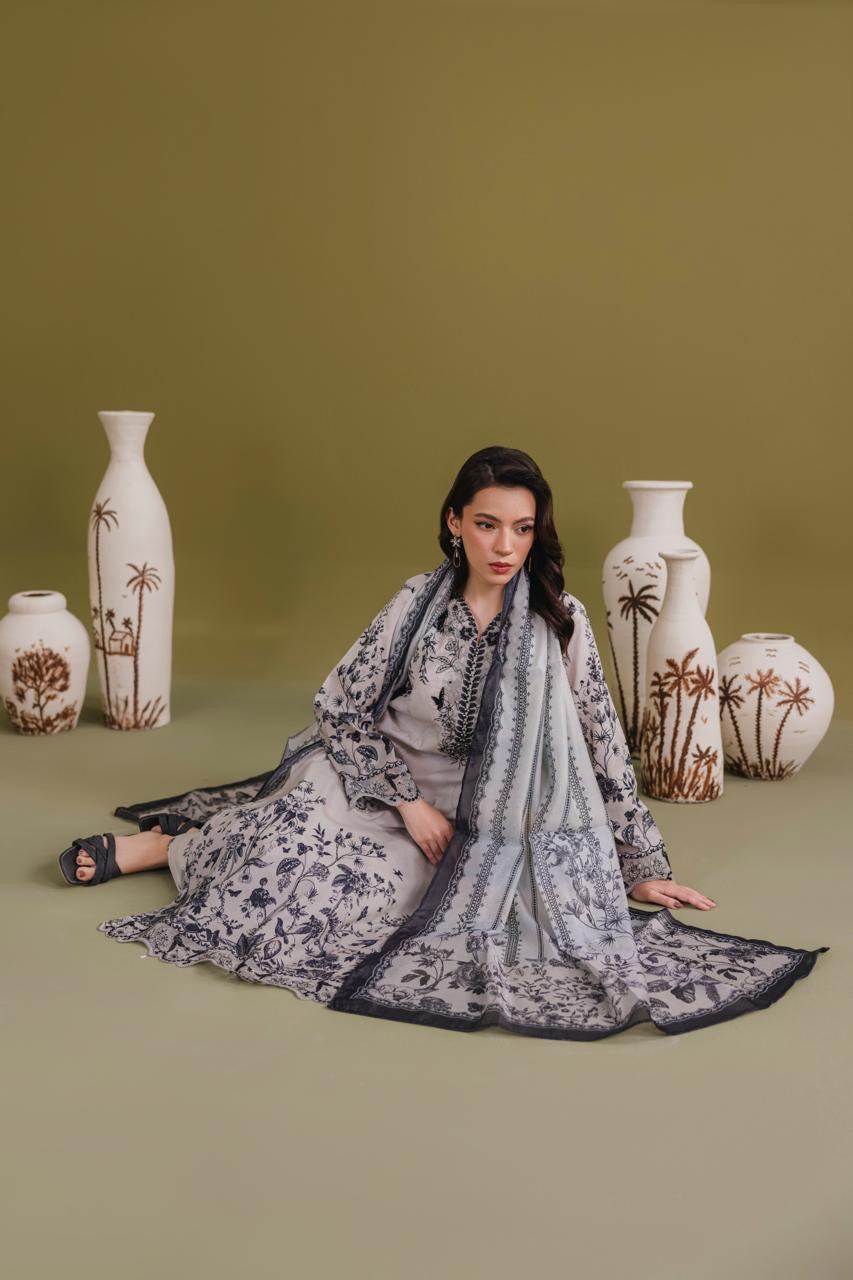 Embroidered 3 piece Lawn R-6