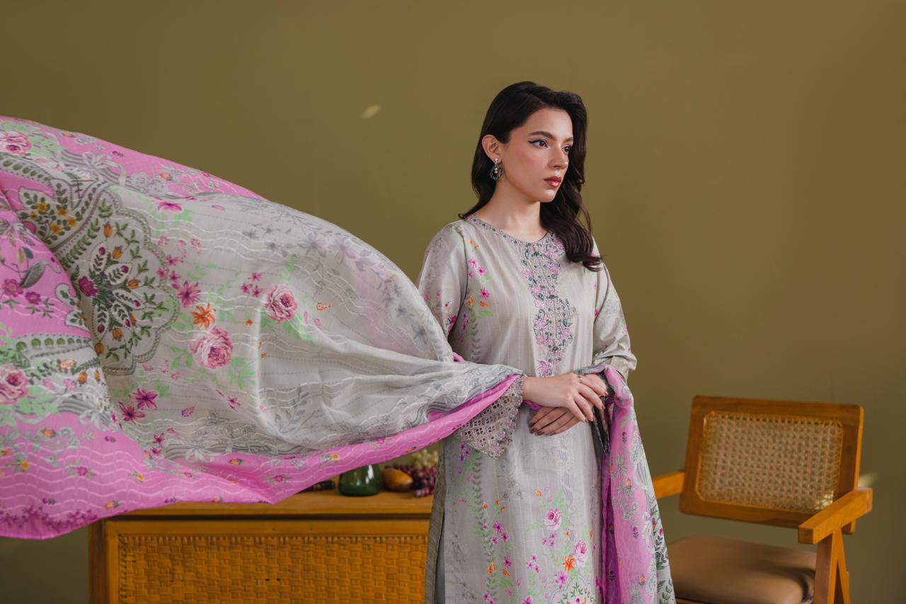 Embroidered 3 piece Lawn H-7
