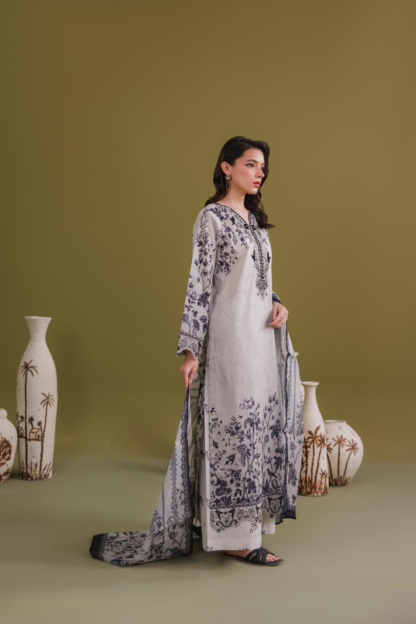 Embroidered 3 piece Lawn R-6