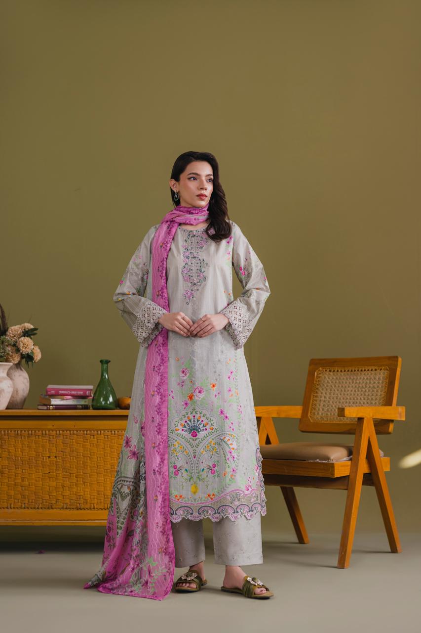 Embroidered 3 piece Lawn H-7
