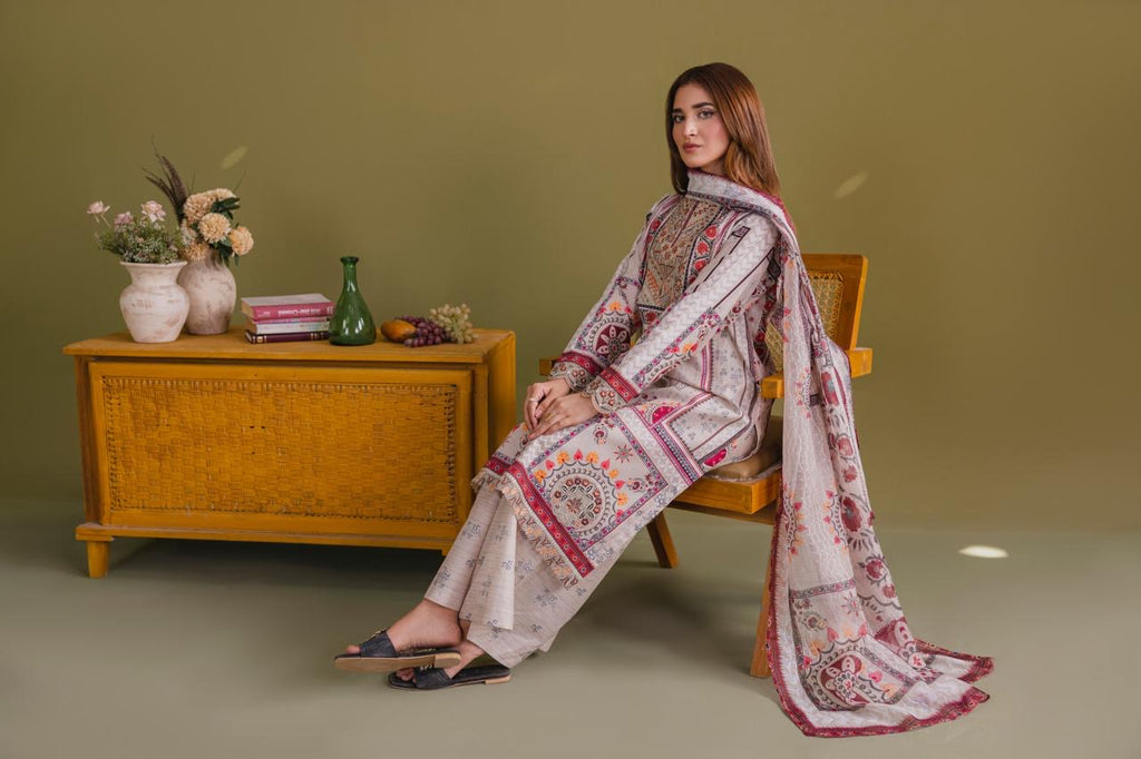 Embroidered 3 piece Lawn R-4