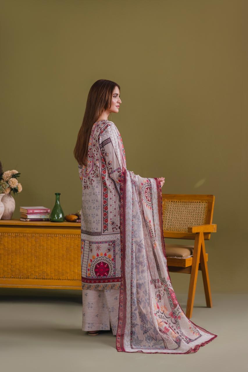 Embroidered 3 piece Lawn R-4