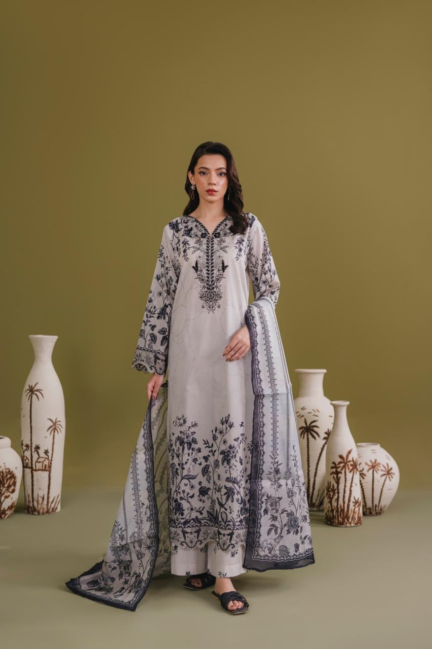 Embroidered 3 piece Lawn R-6