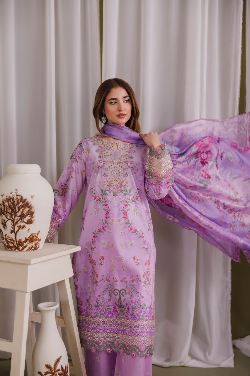 Embroidered 3 piece Lawn H-6