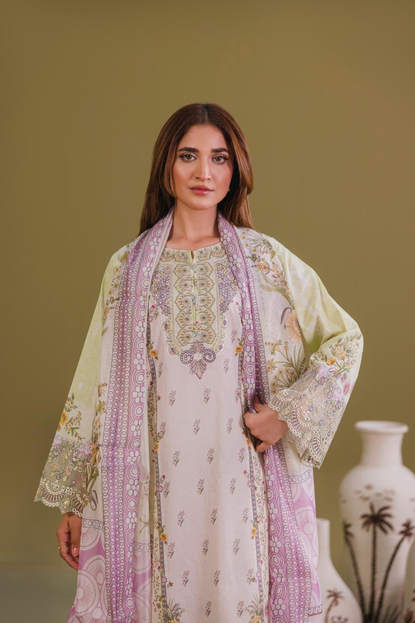 Embroidered 3 piece Lawn R-3