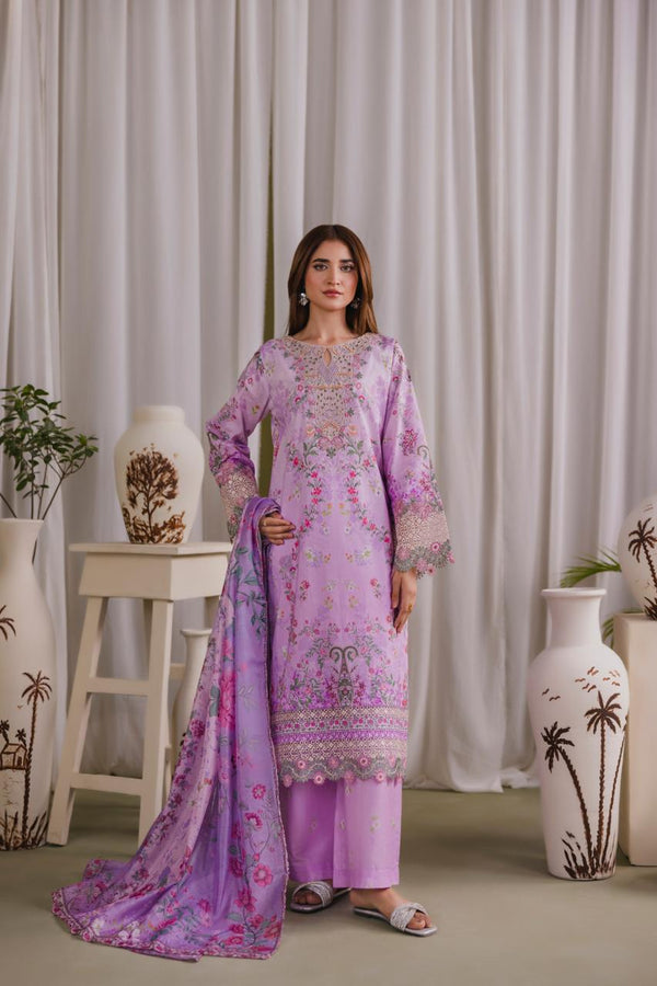 Embroidered 3 piece Lawn H-6