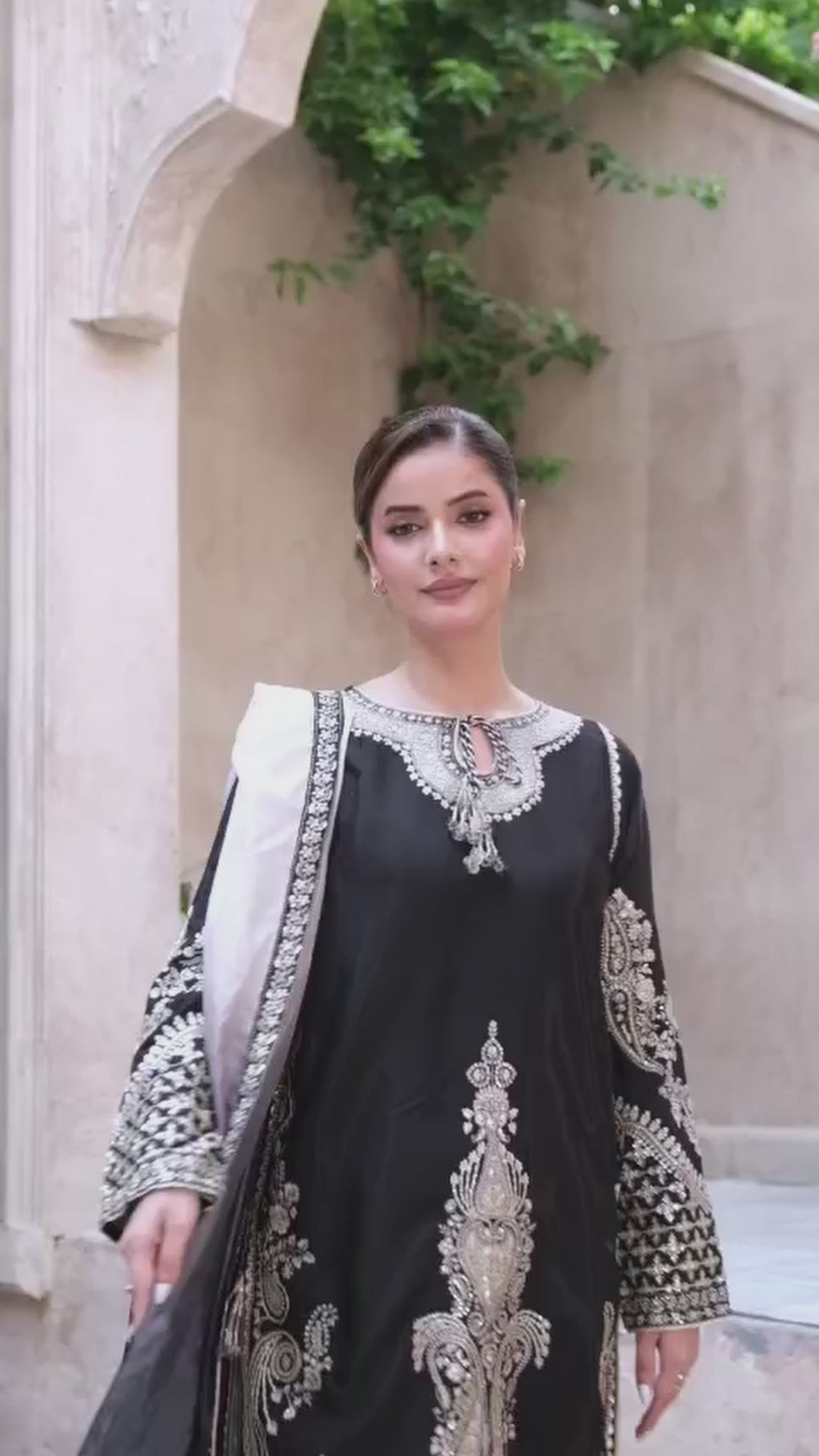 3 Piece Stitched Embroidered Silk Suit