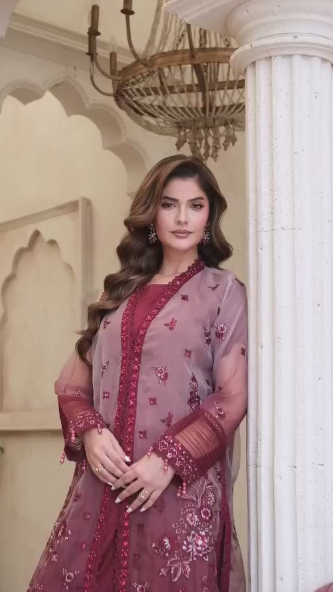 3 Piece Stitched Embroidered Organza Suit