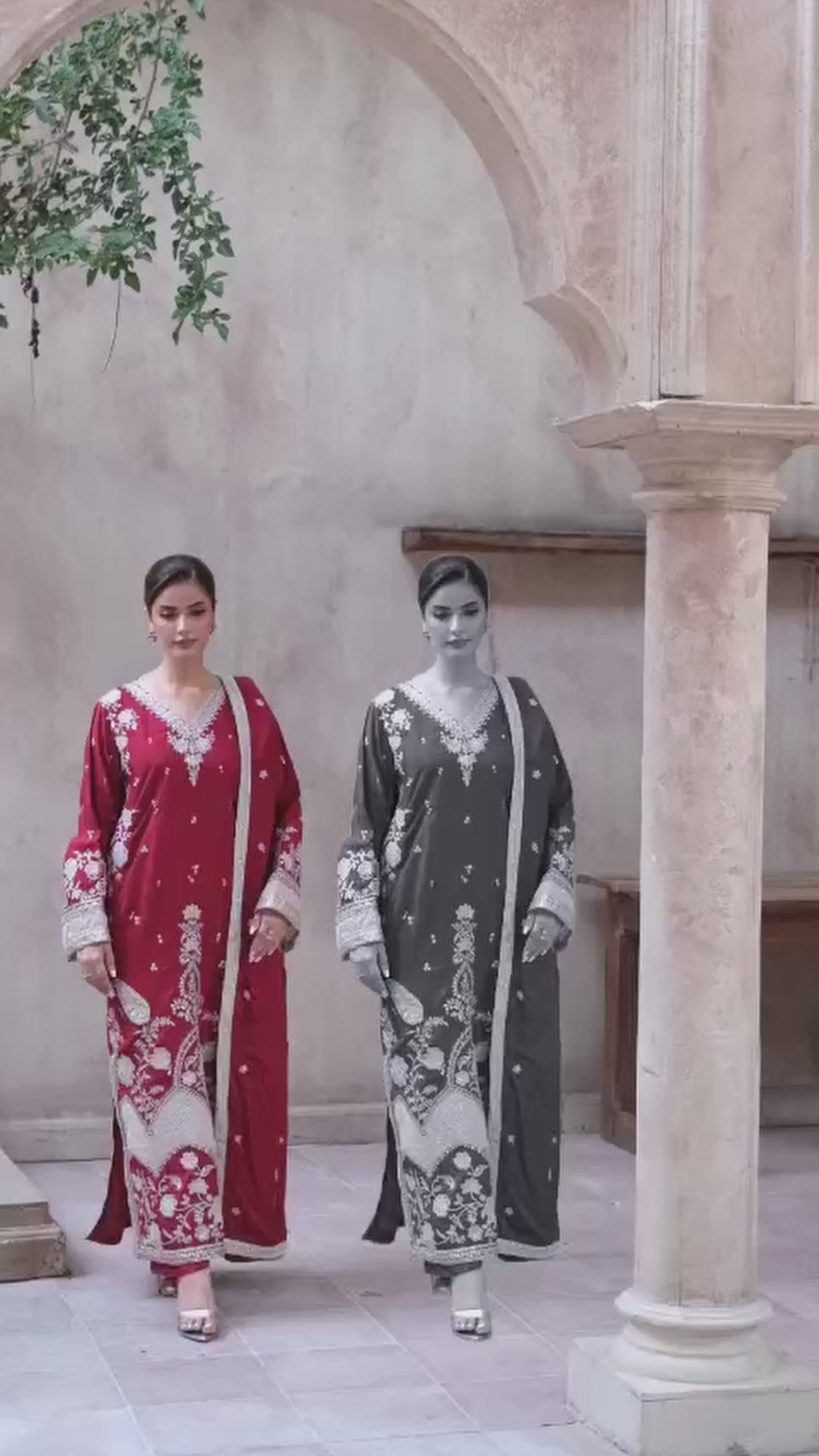 3 Piece Stitched Embroidered Silk Suit