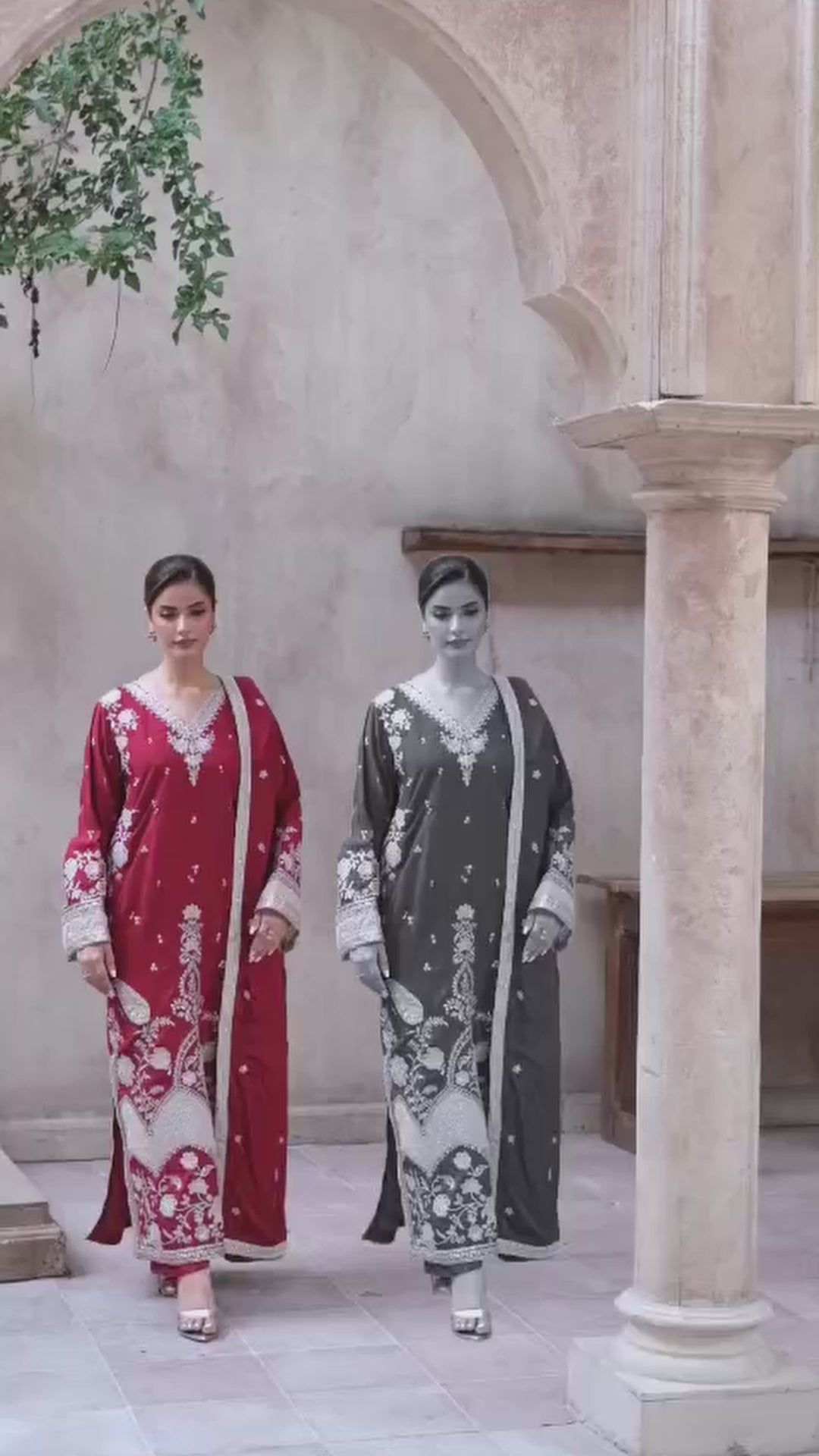 3 Piece Stitched Embroidered Silk Suit