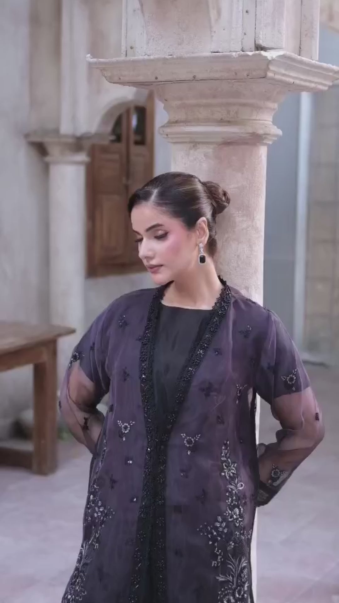 3 Piece Stitched Embroidered Organza Suit
