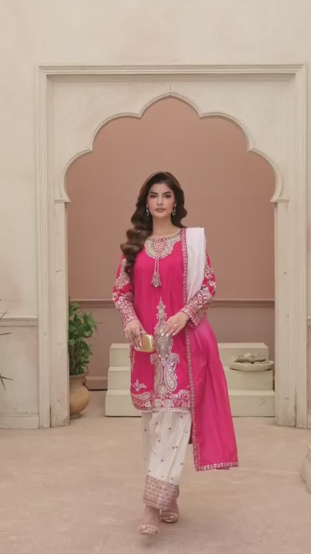 3 Piece Stitched Embroidered Silk Suit