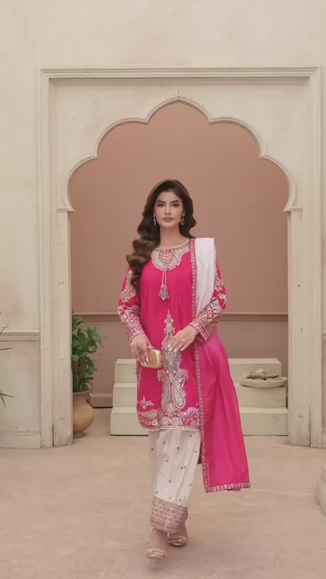 3 Piece Stitched Embroidered Silk Suit
