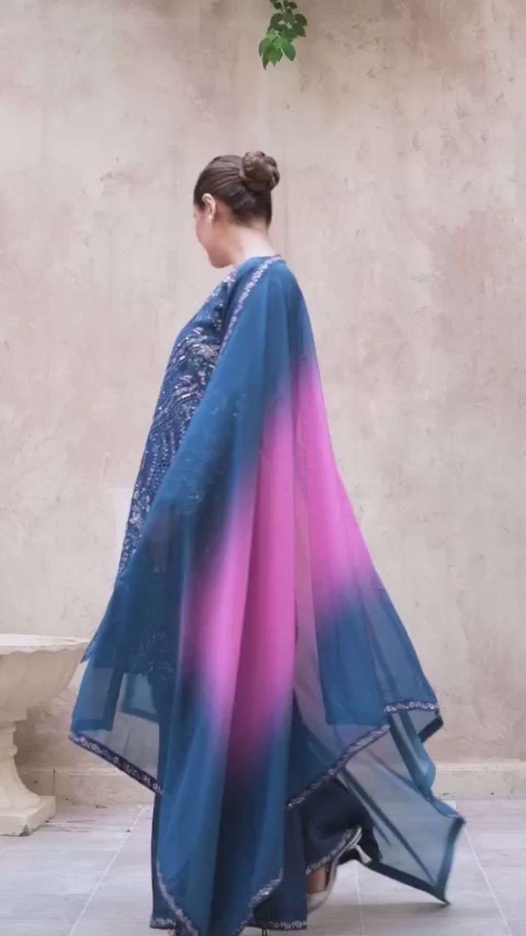 3 Piece Stitched Embroidered Silk Suit