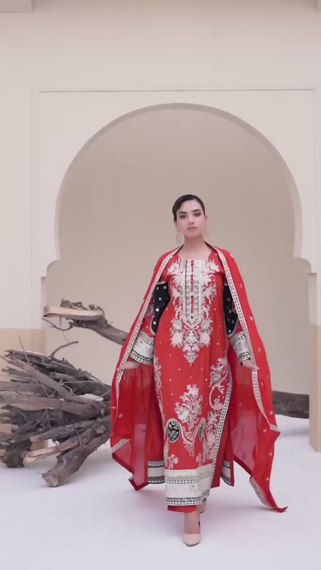 3 Piece Stitched Embroidered Silk Suit